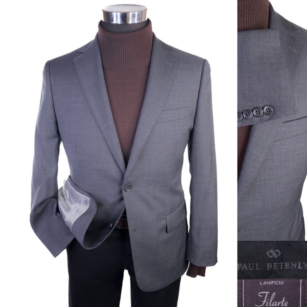Paul Betenly LANIFICIO Filarte Wool Blazer Sport Coat 36S Gray 2-Button Jacket